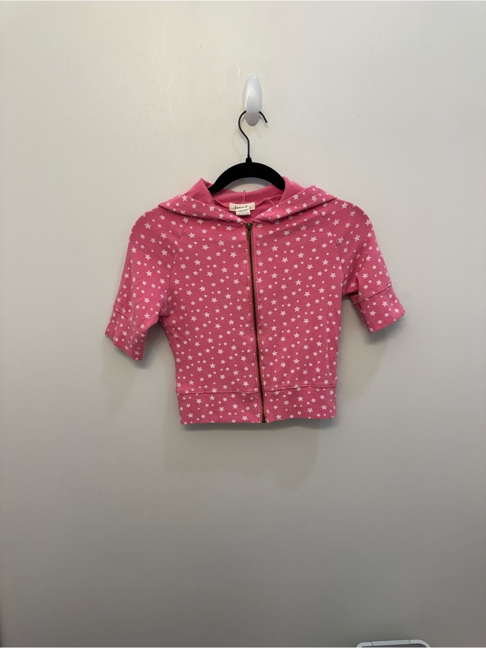 Love Rocks Pink Star Crop Zip Hoodie